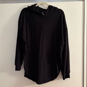 Black very light long sleeve top w/detailing, see through - good beach cover up